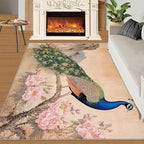 Peacock Peony Area Rug 4x6-4x6 Rug, Classic Peacock Peony Rugs - Image 3