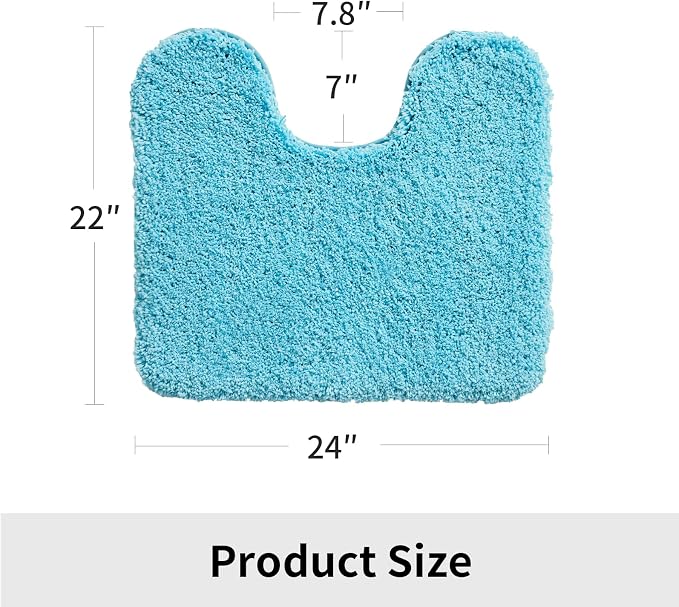 Toilet Rug 22x24 Teal Non Slip Fluffy Toilet Floor Mat U Shaped Washable - Image 7