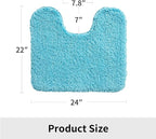 Toilet Rug 22x24 Teal Non Slip Fluffy Toilet Floor Mat U Shaped Washable - Image 7