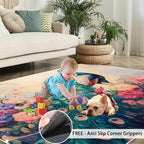 Peacock Peony Rug 8x10-8x10 Rug, Classic Peacock Peony Area Rugs - Image 5
