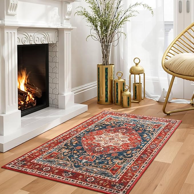 YJ.GWL Area Rug 2x3 Floral Vintage Rugs, Indoor Entrance Door Mat Small - Image 4