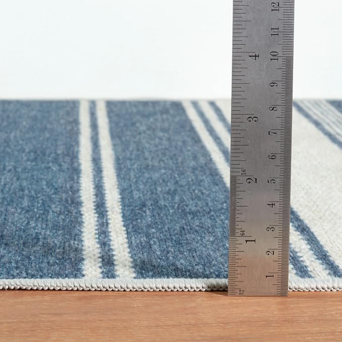 Dash & Albert Bowman Stripe Blue Machine Washable Rug, 2 X 3 Feet - Image 5
