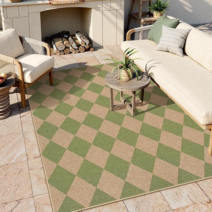 Lahome Checkered Washable Rugs 5x7, Farmhouse Non Slip Non Shedding Floor Carpet - Image 2