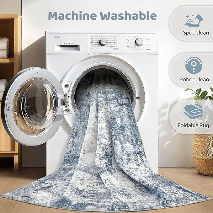 5x7 Area Rugs Living Room: Washable Large Abstract Soft Rug Stain Resistant - Image 2