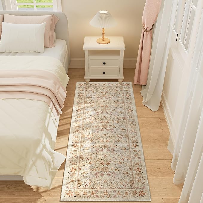 DUKINO 2x5 Washable Runner Rug, Floral Non Slip Bathroom Rugs - Image 6