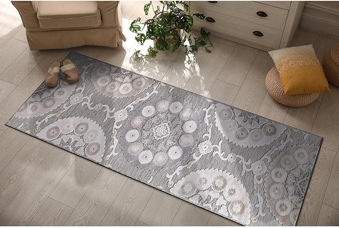 CAMILSON Runner Outdoor Rugs Oriental Retro Traditional Floral Medallion Area by CAMILSONIndoorOutdoorAreaRugs