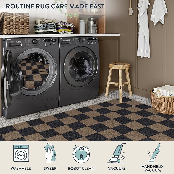 Lahome Checkered Easy Jute 3x5 Rug, Washable Rugs - Image 6