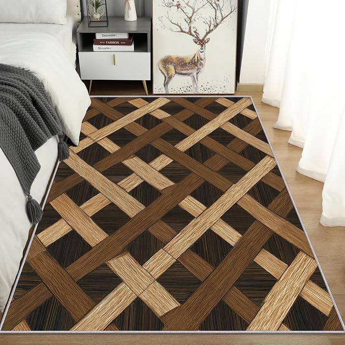 Checkered Rug, Washable 4x5 Rug - Image 3