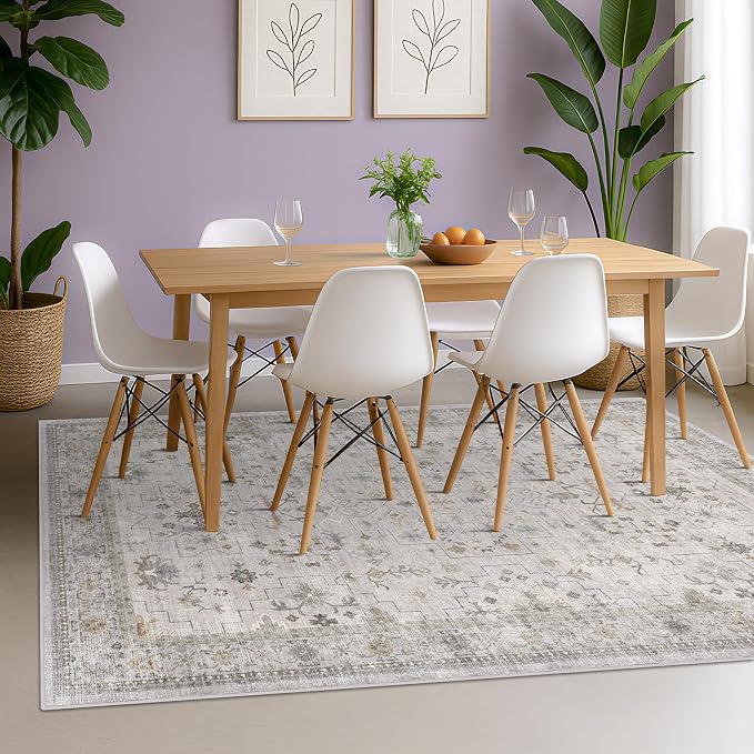 Boho Light Grey Living Room Rug 6x9 - Image 3