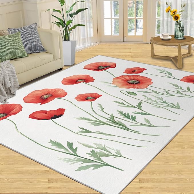 Little Red Flower Rugs for Bedroom - Image 3