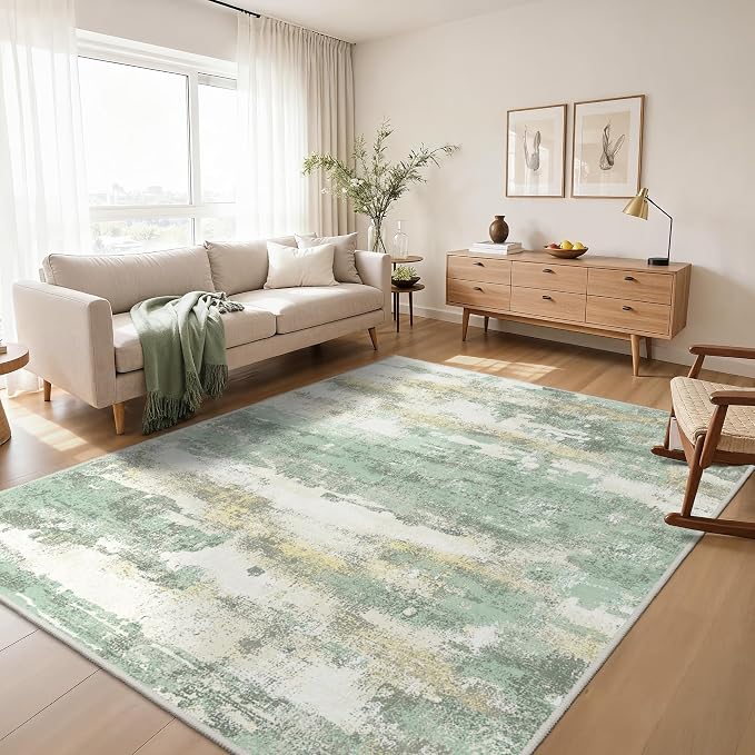 GENIMO Abstract Area Rug 6x9, Washable Large Modern Rug Non Slip, Low Pile by GENIMO