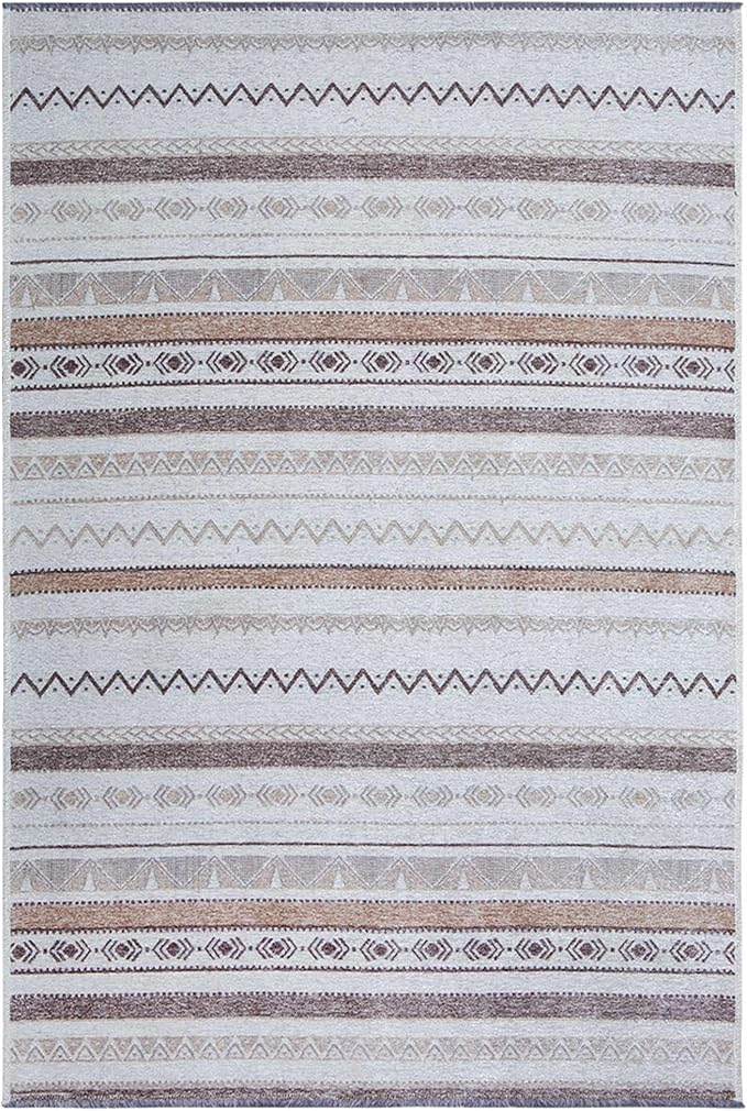 Alfa Rich 5x8 Beige Gray Washable Area Rugs - Image 7