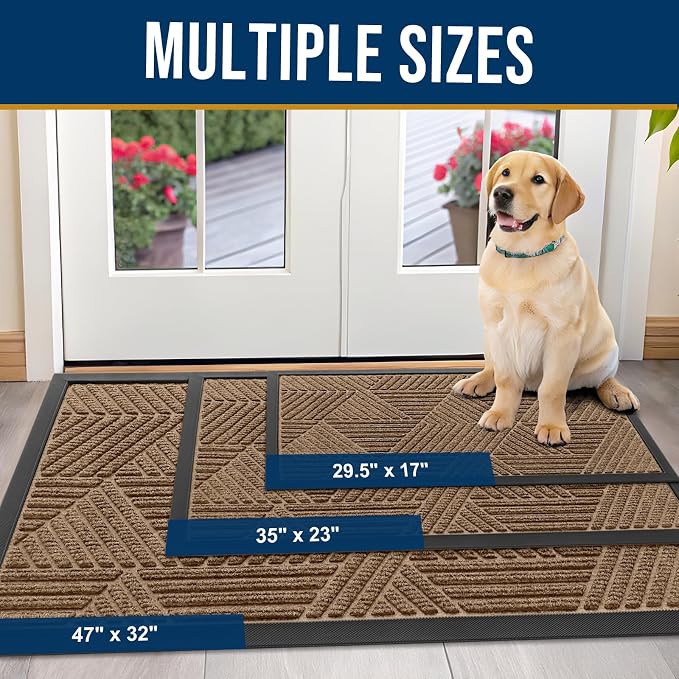 Kitinjoy Front Door Mat Outside Entrance, Sturdy Natural Dirt Trapper, Heavy - Image 2