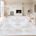 Area Rug 10x14 Living Room Rug, Machine Washable Vintage Distressed Medallion by XLUEZ