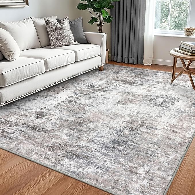 Modern Abstract 5x7 Living Room Washable Rug Non-Slip Soft Bedroom Area Rug by lansny