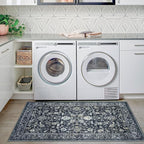 KILOCOCO Area Rug 3x5 Entryway Rug Washable Printed Vintage Floral Rubber - Image 8