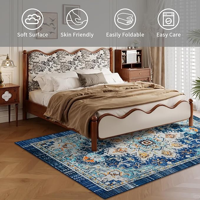 Easy-Going Area Rug 4x6 Washable Boho Rugs - Image 4