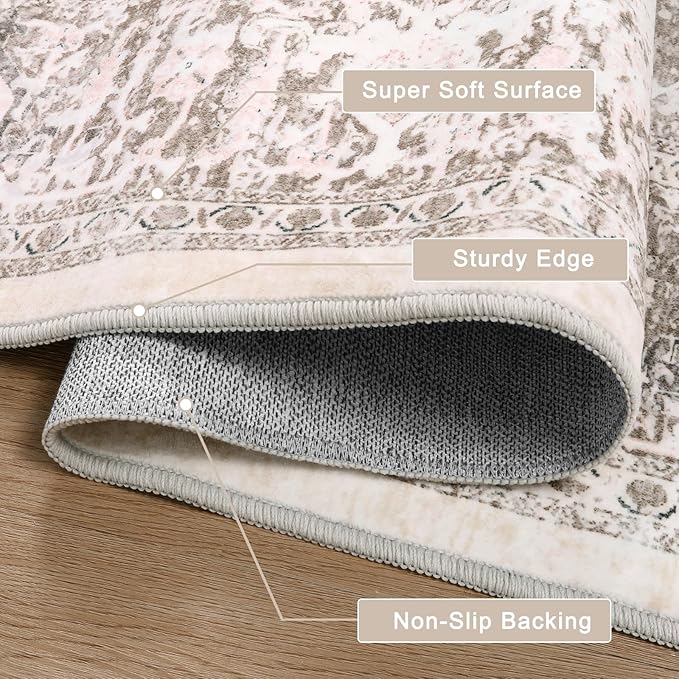 LIVEBOX 8X10 Area Rugs for Living Room, Washable Beige Neutral Boho Rugs Large - Image 2
