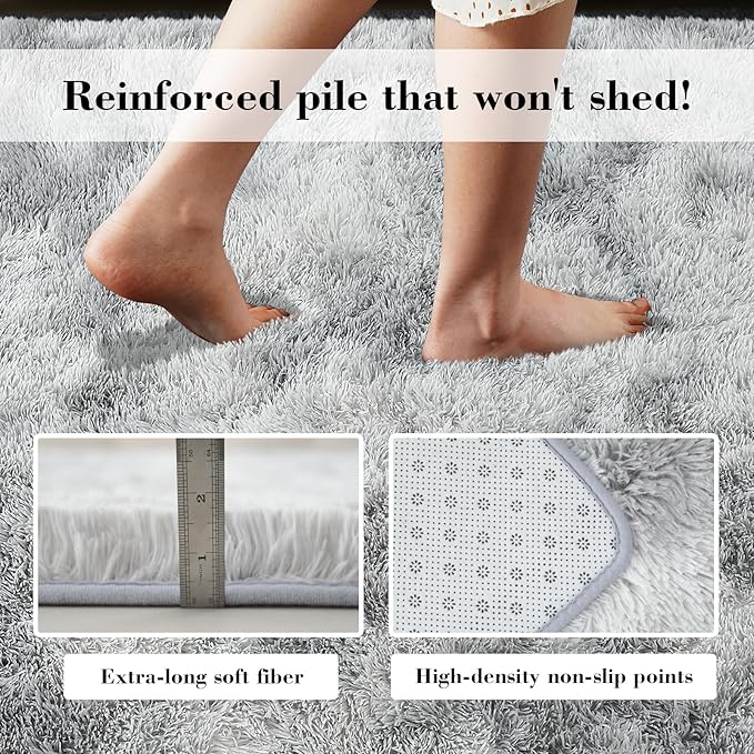 Fluffy Rug Shaggy Area Rug, Mottling Grey 6x9 Area Rugs - Image 6
