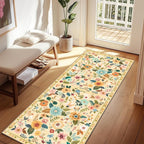 Floral 2x6 Area Rug Machine Washable Soft Print Boho Carpet Non Slip Doormat by RELEANY
