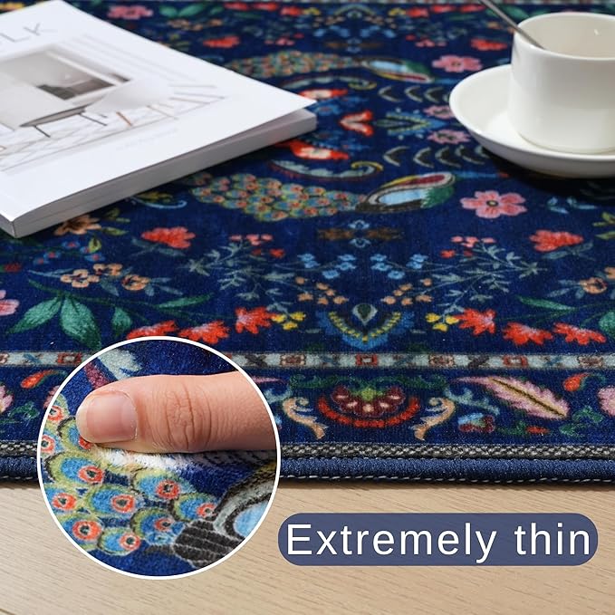 Rugcomf Area Rug 4x6 Rug Washable Rugs Floral Non Slip Low Pile Small Carpet - Image 2