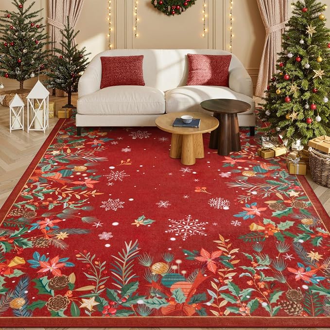 Wonnitar Christmas 5x7 Area Rugs, Non-Slip Soft Bedroom Rug, Washable Low Pile - Image 7