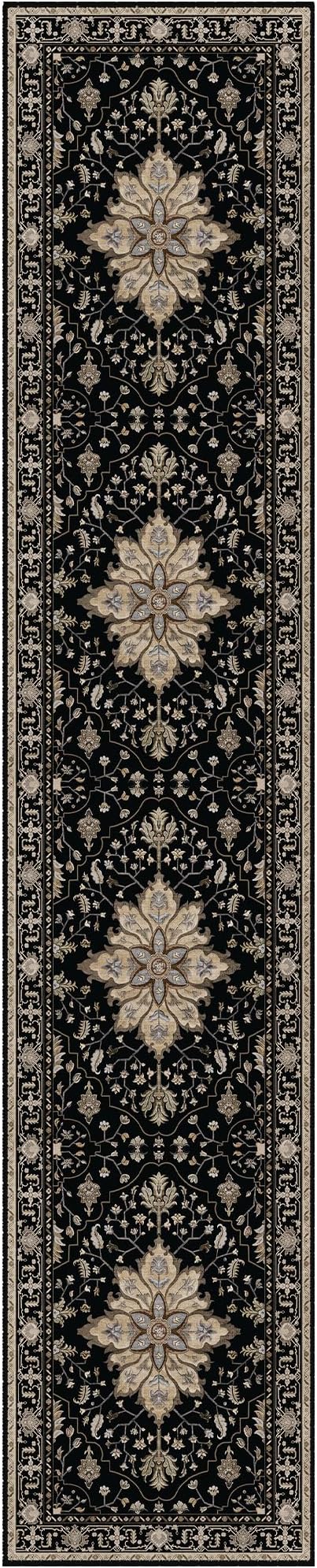 Area Rugs 2'6''x14' Washable Non-Slip, Floral Vintage Distress Print Pattern by RELEANY