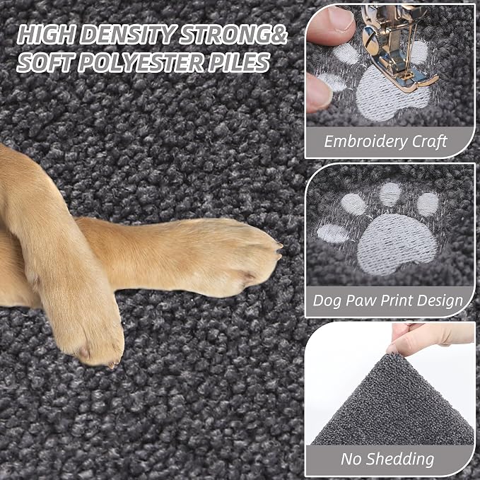 BEQHAUSE Dog Door Mat for Muddy Paws 20"x32" Dirt Trapper Absorbent Doormat Non - Image 8