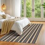 KOZYFLY Striped Outdoor Rug 5x7 Ft Area Rug Brown and Black Washable Indoor - Image 2