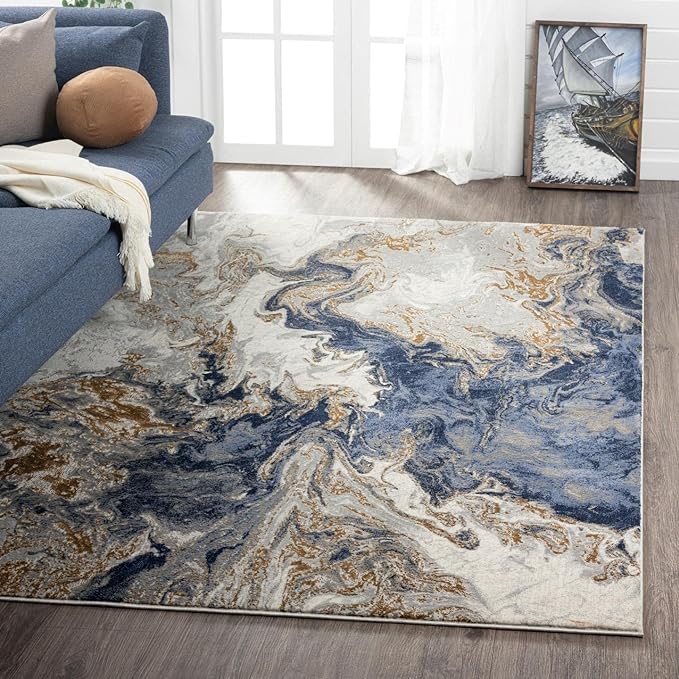 LUXE WEAVERS Marble Swirl Abstract Area Rug by LuxeWeavers