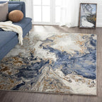 LUXE WEAVERS Marble Collection Blue Area Rug 6x9 Modern Abstract Swirl Design by LuxeWeavers