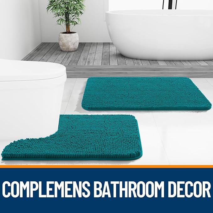OLANLY Bathroom Rugs 36x24, Extra Soft Absorbent Chenille Bath Rugs, Rubber - Image 7