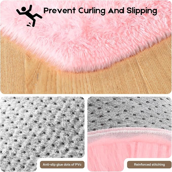 Area Rugs 9x12 Living Room, Fluffy Large Pink Rugs - Image 4