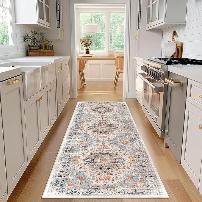 Enkor Runner Rugs for Hallway, 2.6x8 Washable Soft Non Slip Floor Rugs for by EnkorStore