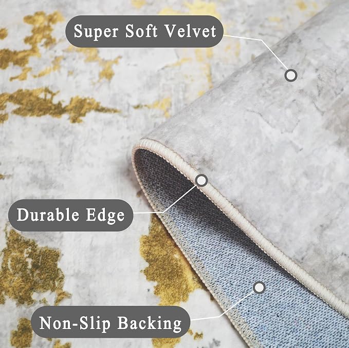 vivorug Washable Rug, Ultra Soft Area Rug 6x9, Non Slip Abstract Rug Carpet - Image 3