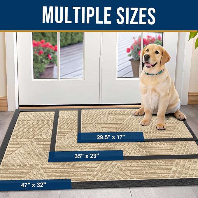 Kitinjoy Front Door Mat Outside Entrance, Sturdy Natural Dirt Trapper, Heavy - Image 2