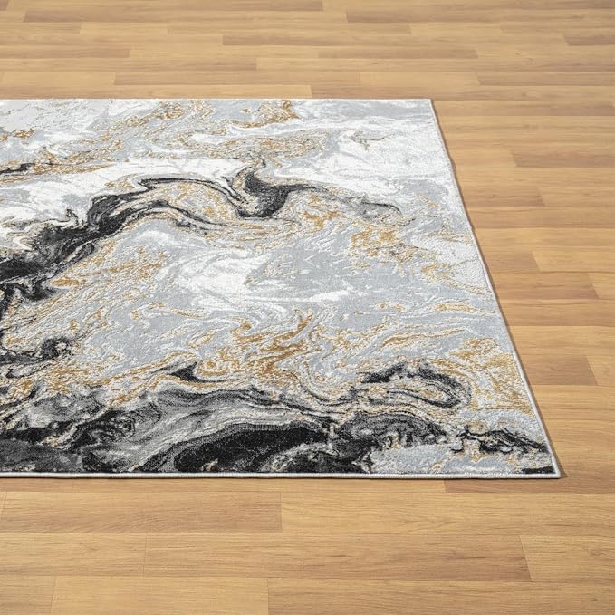 LUXE WEAVERS Marble Swirl Abstract Area Rug, Smoke 4x5 - Image 8
