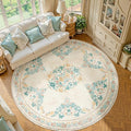 jinchan Round Rug 7ft Area Rug Vintage Floral Distressed Design Machine by JINCHAN