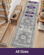 DEXI Hallway Runner Rug 3x10, Distressed Non Slip Runners Carpet, Boho Vintage - Image 2