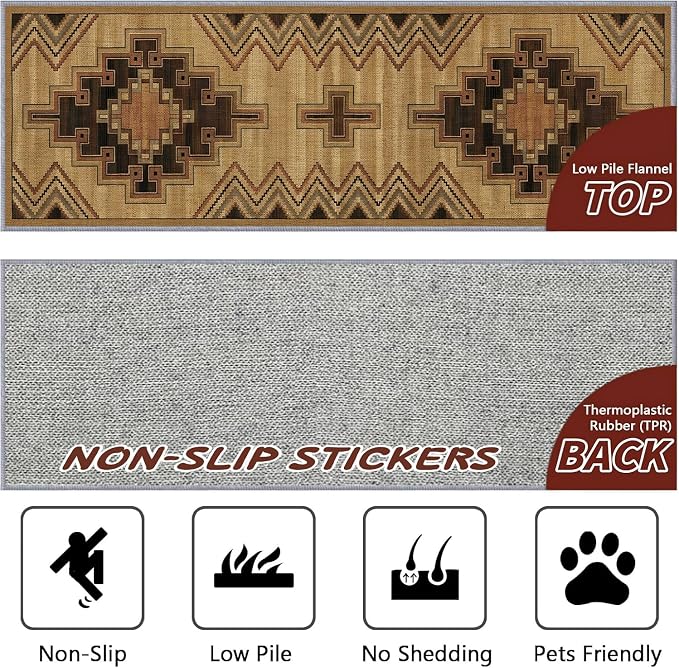 Vintage Geometric Cross Hallway Runner Rug, 2x10ft Entrance Washable Rug - Image 2