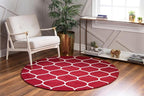 Rugs.com Lattice Frieze Collection Rug – 5' Round Red Medium Rug Perfect - Image 4