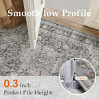 2x6 Washable Vintage Runner Rug Black Grey Hallway Kitchen Carpet Non-Slip Soft - Image 6