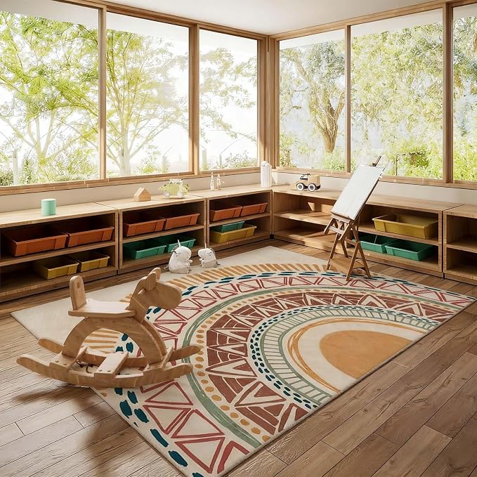Colorful Geometric Sun Rug, Sun Pattern Rug, Geometric Area Rugs, Colorful - Image 7