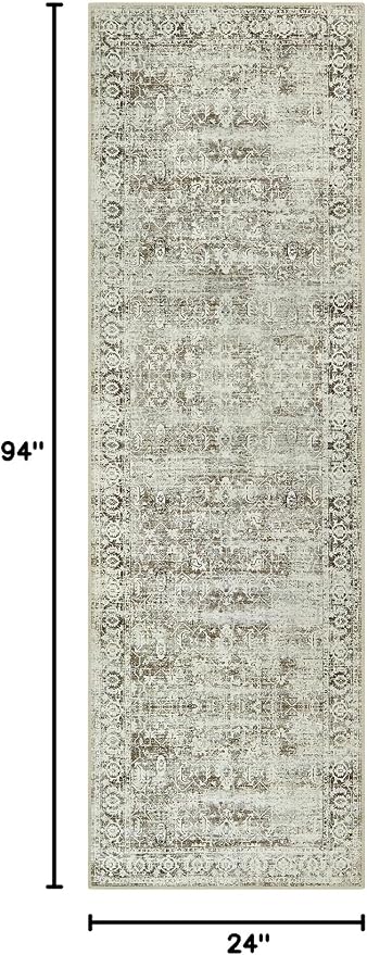 Morebes Vintage Long Bathroom Runner Rug, Washable Entryway Rugs Indoor Non Slip - Image 2