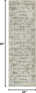Morebes Vintage Long Bathroom Runner Rug, Washable Entryway Rugs Indoor Non Slip - Image 2