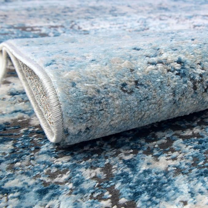 Rugs.com Leipzig Collection Runner Rug – 6 Ft Runner Blue Low-Pile Rug Perfect - Image 10