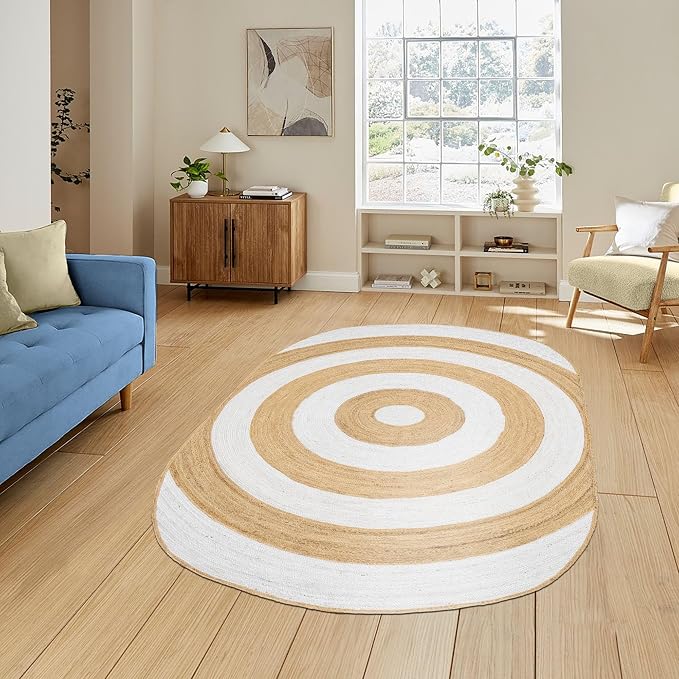 2.6x10 Oval Kilim Jute Runner – Natural Jute, Hand Braided Flatweave Rug - Image 2