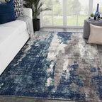 LUXE WEAVERS Euston Collection D.Blue-L.Blue 4x5 Modern Abstract Area Rug by LuxeWeavers