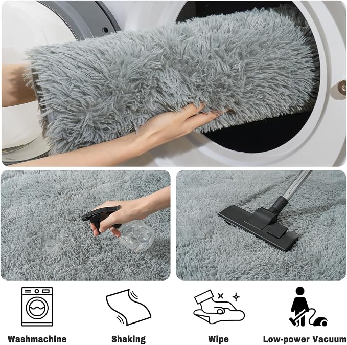 Soft Fluffy Area Rug for Bedroom, Fuzzy Shaggy Oval Throw Rugs for Bedside - Image 7