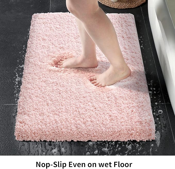 Bathroom Runner Rug 24x59 Pink Non Slip Fluffy Long Bath Mat - Image 4